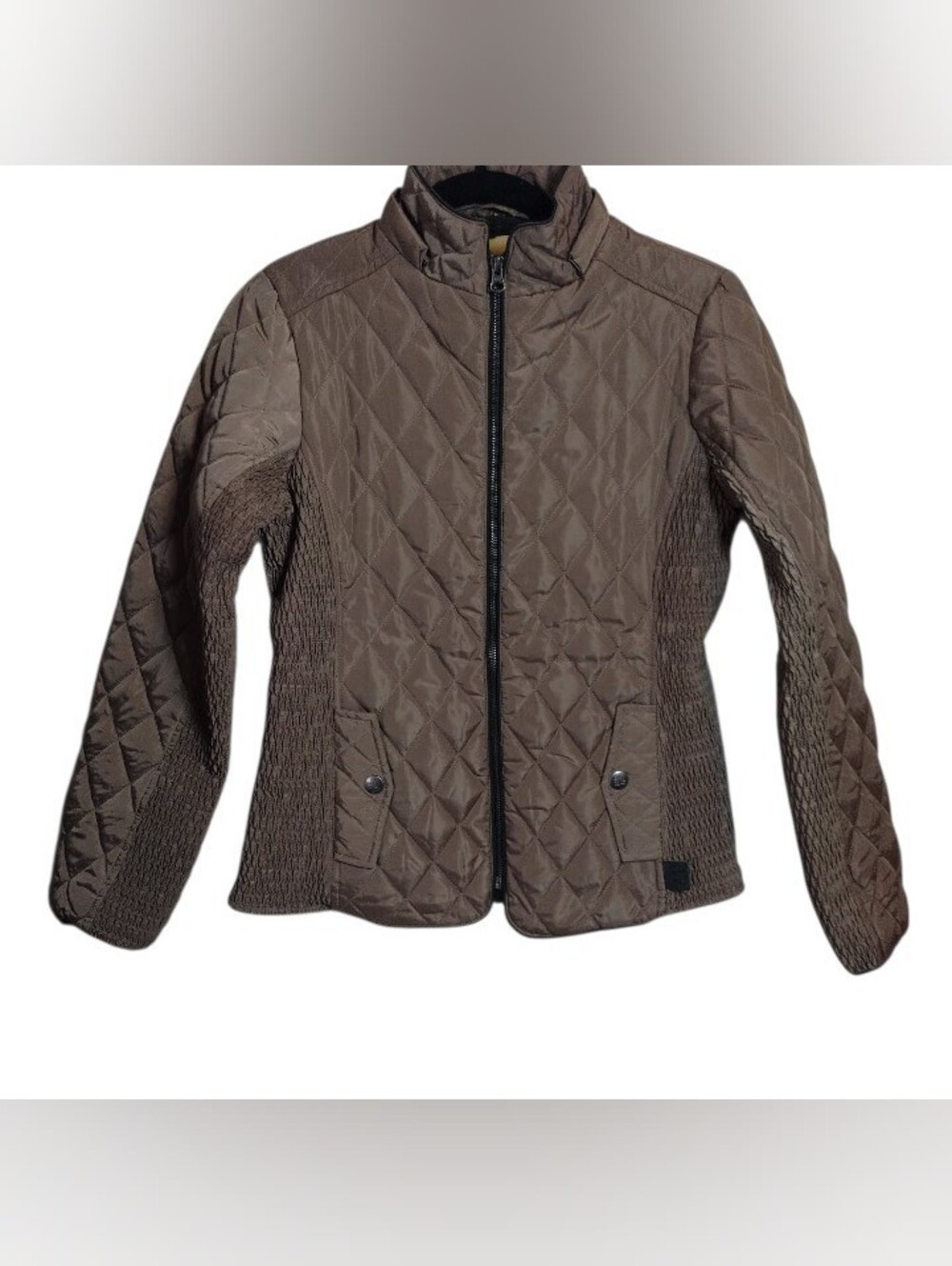 STS Ranchwear Quilted Tan Women's Brown Jacket with Stretch Side Panels Sz S